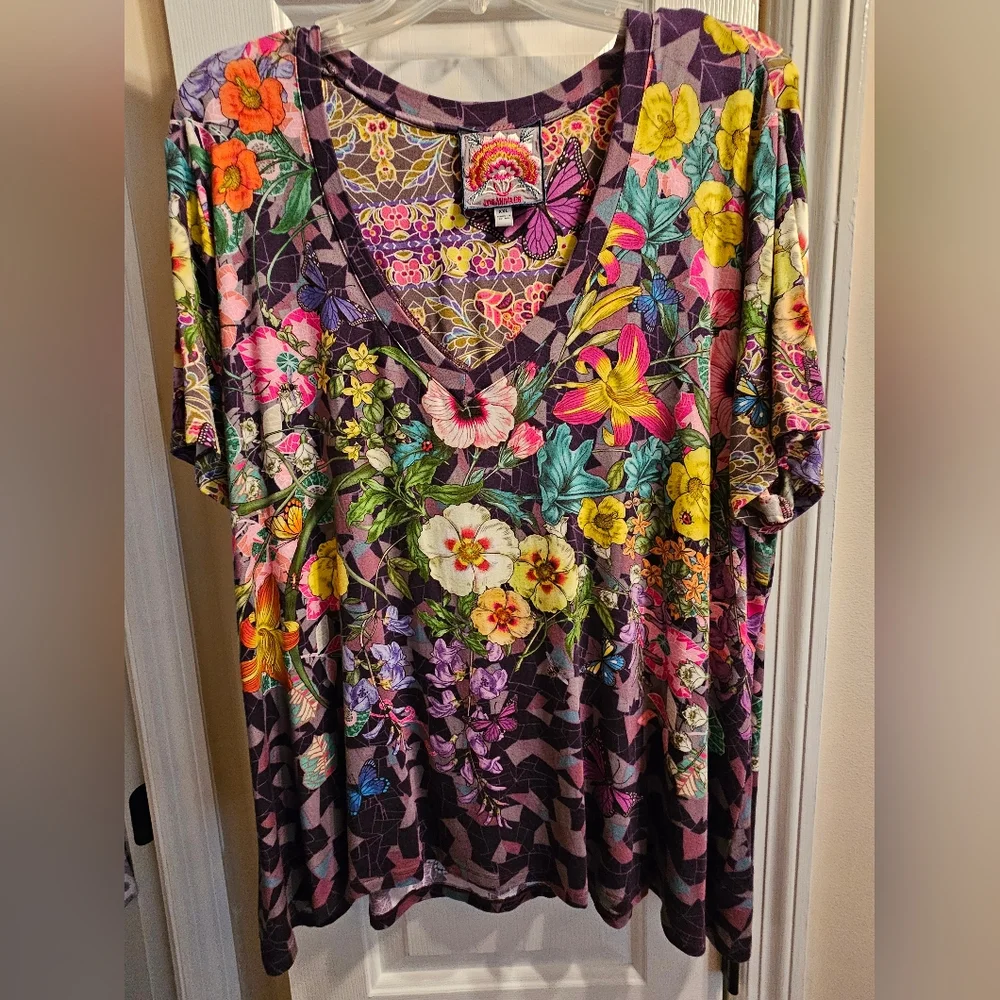 Johnny Was Women's V-Neck Floral Top - Multicolor - Picture 1 of 5